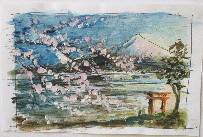 Watercolor sketch for Mount Fuji