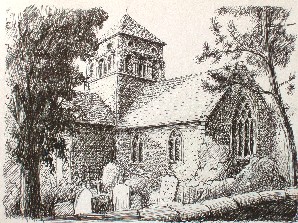 Pen drawing of St Nicholas's Church, Old Shoreham